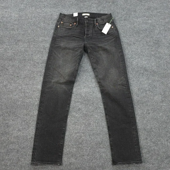 American‎ Eagle Jeans Mens 29x31 Black Denim Slim Selvedge Button Fly Preppy